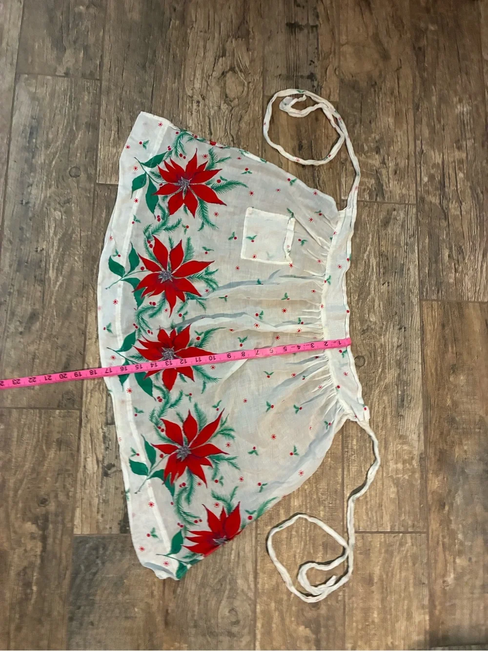 Sheer White Holiday Poinsettia half Apron